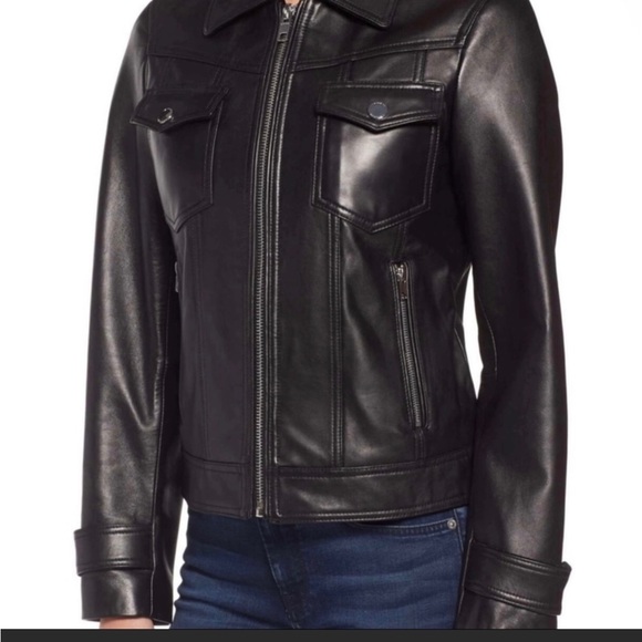 Tahari Leather Moto Jacket - Picture 5 of 7